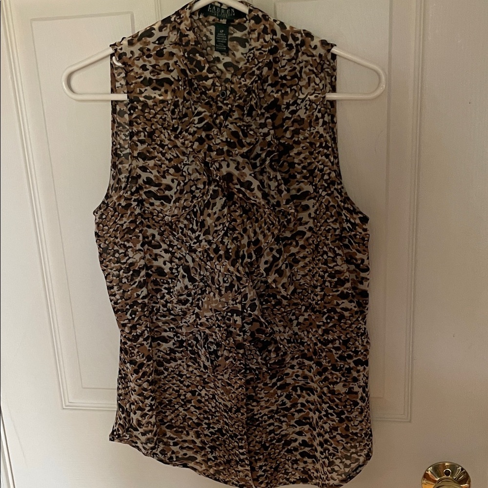 Lauren Ralph Lauren Animal Print Sleeveless Blouse size 4 petite